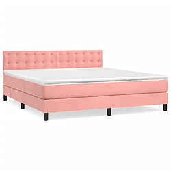 vidaXL Sommier à lattes de lit avec matelas Rose 180x200 cm Velours