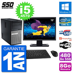 PC Tour Dell 7020 Ecran 19" Intel Core i5-4570 RAM 8Go SSD 480Go Windows 10 Wifi - Occasion