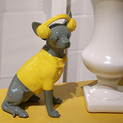 Figurine Décorative Alexandra House Living Jaune Gris Plastique Chien Casque 14 x 26 x 19 cm