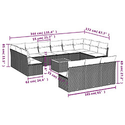 Avis vidaXL Salon de jardin avec coussins 14 pcs gris résine tressée