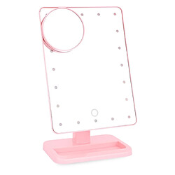 Wewoo Miroir à capteur tactile portable avec lampe de bureau rose