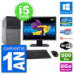 PC Tour Dell 790 MT Ecran 19" Intel i5-2400 RAM 8Go Disque 500Go Windows 10 Wifi - Occasion