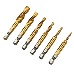 6pcs Changement Rapide HEX Queue Perceuse Twist Set - Métal M3-M10 D'or