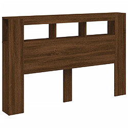 Maison Chic Tête de lit scandinave à LED,meuble de chambre chêne marron 160x18,5x103,5cm bois ingénierie -MN34626 pas cher