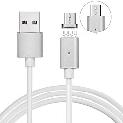 Wewoo Câble argent pour Samsung, Huawei, HTC, Xiaomi Téléphones Portables 1m Metal Head Magnétique Micro USB vers USB Data Sync de Recharge,