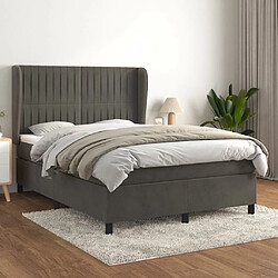 Maison Chic Lit Adulte - Lit simple Lit à sommier tapissier et matelas moelleux - Meuble de Chambre - Gris foncé 140x200cm Velours -MN93447