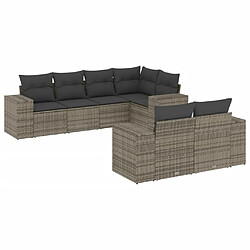 vidaXL Salon de jardin avec coussins 7 pcs gris résine tressée