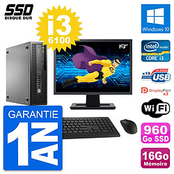 PC HP EliteDesk 800 G2 SFF Ecran 19" i3-6100 RAM 16Go SSD 960Go Windows 10 Wifi · Occasion 