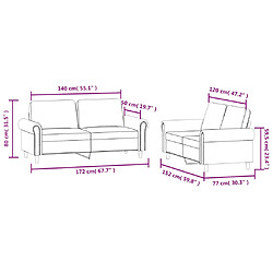 vidaXL Ensemble de canapés 2 pcs avec coussins Vert foncé Velours pas cher