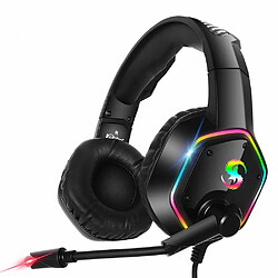 KUBITE K-15 Gaming Headset 3.5mm + USB Plug Stereo Over-Ear Headset with Slashing RGB Light Adjustable Microphone Volume Control f 