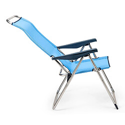 Acheter Chaise de Plage Pliante Solenny 5 Positions Dossier Ergonomique Bleu 67x63x114 cm