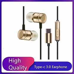 GUPBOO Écouteurs intra-auriculaires USB Type-C de haute qualité avec micro, écouteurs filaires en métal pour téléphone portable, écouteurs USB