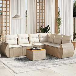 vidaXL Salon de jardin avec coussins 7 pcs beige résine tressée