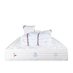 LUXURY LITERIE Matelas 160x200 cm, Patriote Mousse, 27cm, mémoire de forme , Indépendance du Couchage, Soutien ferme + 2 Oreillers + Couette