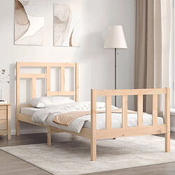 Maison Chic Lit simple - Cadre de lit avec tête de lit Contemporain pour adulte bois massif -MN36694