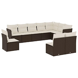 Maison Chic Salon de jardin 10 pcs avec coussins, Ensemble Tables et chaises d'extérieur marron résine tressée -GKD785349