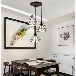 Stoex Suspension Cage Forme Diamant Contemporain 25cm Corde Ajustable Luminaire Lustre en Fer Salle à Manger Bar Chambre