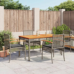 Maison Chic Ensemble à manger d'extérieur 5 pcs avec coussins,Salon de jardin gris résine tressée -GKD153727