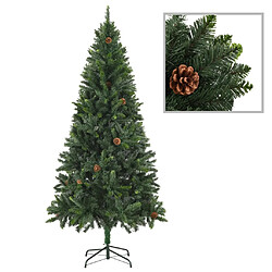 vidaXL Sapin de Noël artificiel avec pommes de pin Vert 180 cm