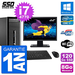 PC Tour HP ProDesk 400 G1 Ecran 22" i7-4770 RAM 8Go SSD 120Go Windows 10 Wifi · Occasion 