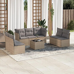 Maison Chic Salon de jardin avec coussins 8 pcs | Ensemble de Table et chaises | Mobilier d'Extérieur beige résine tressée -GKD73034