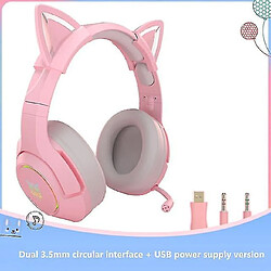 Universal Casque de chat de jeu filaire rose avec microphone 3,5 canaux Notebook | Casques/écouteurs pas cher