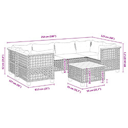 vidaXL Salon de jardin avec coussins 7 pcs gris résine tressée pas cher