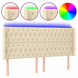 Maison Chic Tête de lit scandinave à LED,meuble de chambre Crème 203x16x118/128 cm Tissu -MN85475