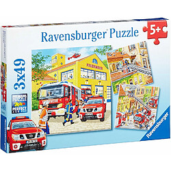 Ravensburger - 09401 - Puzzle Enfant Classique - Les Pompiers au Travail - 3 x 49 Pièces 