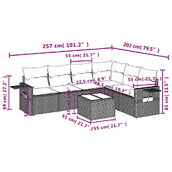 Acheter vidaXL Salon de jardin 7 pcs avec coussins noir résine tressée