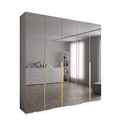 Abiks Meble Inova 1 Armoire avec miroir et portes battantes 236,7/250/47 5 Portes (bianco/d’oro)