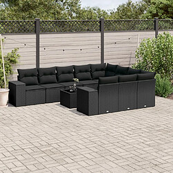 Maison Chic Salon de jardin 11 pcs avec coussins, Ensemble Tables et chaises d'extérieur noir résine tressée -GKD797341