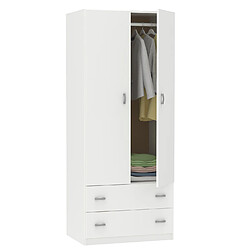 Pegane Armoire placard / meuble de rangement coloris Blanc brillant - Hauteur 180 x Longueur 74 x Profondeur 50 cm 