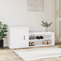 Maison Chic Armoire à Chaussures,Meuble de Rangement à Chaussures Blanc 130x35x54 cm Bois d'ingénierie -MN92580