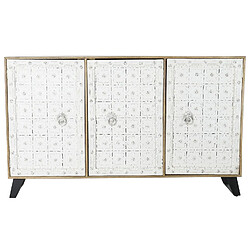 Pegane Buffet meuble de rangement en bois de manguier coloris naturel/ blanc vieilli - Longueur 165 x Hauteur 100 x Profondeur 45 cm