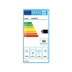 Hotte décorative murale 90cm 65db 571m3/h inox - cmb955x - CANDY