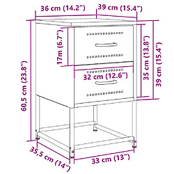 vidaXL Tables de chevet 2 pcs noir 36x39x60,5 cm acier pas cher