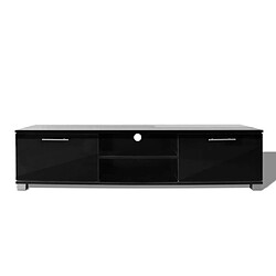 Avis Maison Chic Meuble TV scandinave - Banc TV pour salon Noir brillant 120x40,5x35 cm -MN91770