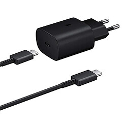 Chargeur Secteur Rapide 25W avec Cable de charge USB-C Type C pour Samsung Galaxy A40 SM-A405 5.9" - Noir - Visiodirect -