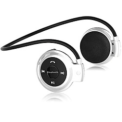 Universal Casque bluetooth sans fil FM radio sport musique stéréo écoute oreille page micro SD fente casque blanc