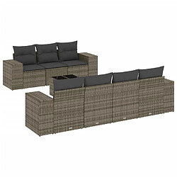 Maison Chic Ensemble Tables et chaises d'extérieur 8 pcs avec coussins,Salon de jardin gris résine tressée -GKD211848