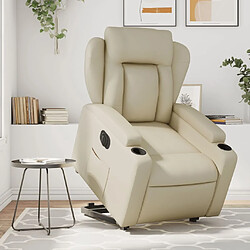 Maison Chic Fauteuil Relax pour salon, Fauteuil inclinable électrique crème similicuir -GKD33206