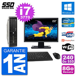 PC HP Compaq Pro 6300 SFF Ecran 22" i7-3770 RAM 8Go SSD 240Go Windows 10 Wifi - Occasion