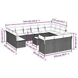 Avis vidaXL Salon de jardin avec coussins 14 pcs gris clair résine tressée