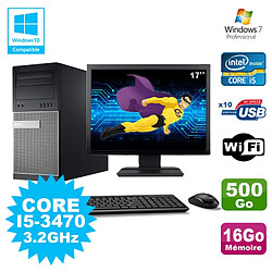 Lot PC Tour Dell 790 Intel I5-3470 3.2Ghz 16Go 500Go DVD WIFI Win 7 + Ecran 17" - Occasion