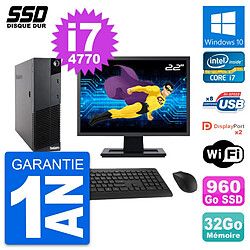 PC Lenovo M83 SFF Ecran 22" Intel i7-4770 RAM 32Go SSD 960Go Windows 10 Wifi · Occasion 