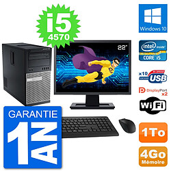 PC Tour Dell 7020 Ecran 22" Intel i5-4570 RAM 4Go Disque 1To Windows 10 Wifi - Occasion