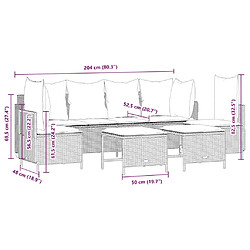 vidaXL Salon de jardin avec coussins 5 pcs marron résine tressée pas cher