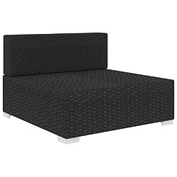 vidaXL Siège central sectionnel 1 pc et coussins Résine tressée Noir