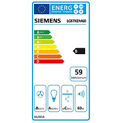 Hotte décorative inclinée 80cm 60db 399m3/h noir - lc87kem60 - SIEMENS